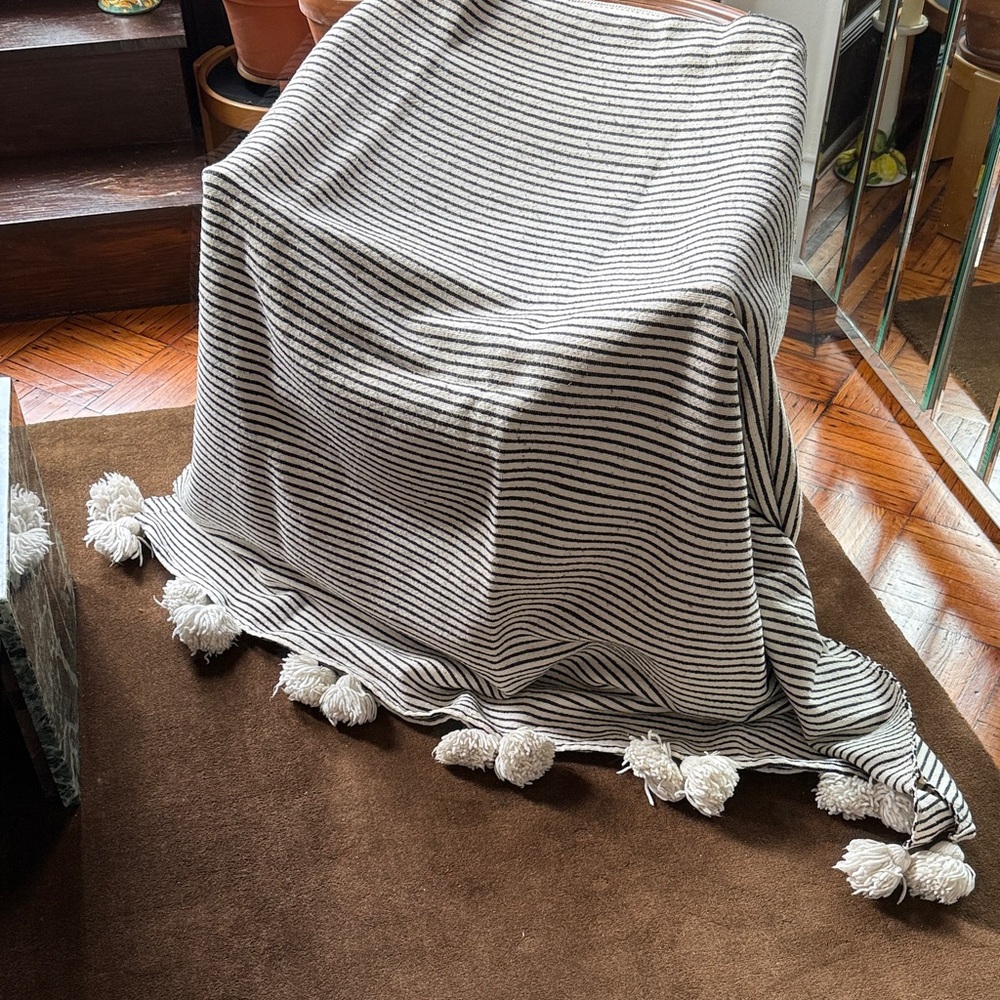 Striped Black and White Throw Blanket